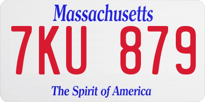 MA license plate 7KU879