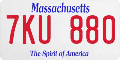 MA license plate 7KU880