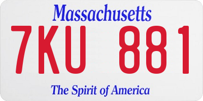 MA license plate 7KU881