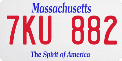 MA license plate 7KU882