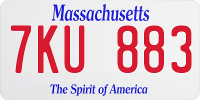 MA license plate 7KU883