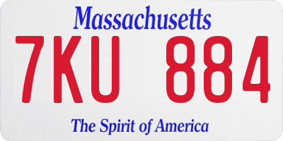 MA license plate 7KU884
