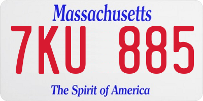 MA license plate 7KU885