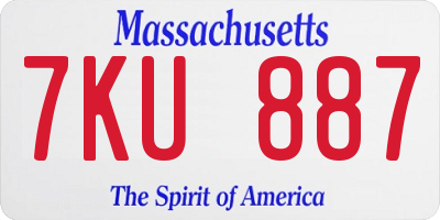 MA license plate 7KU887
