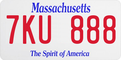 MA license plate 7KU888