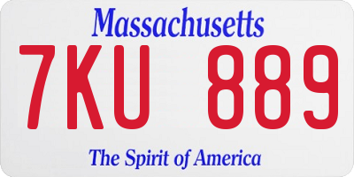 MA license plate 7KU889