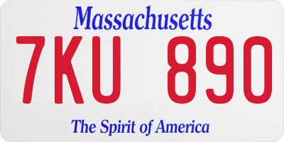 MA license plate 7KU890
