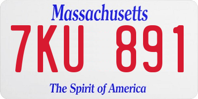 MA license plate 7KU891