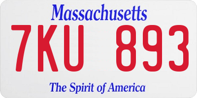 MA license plate 7KU893