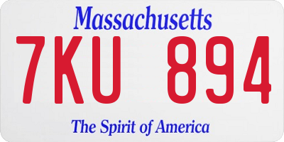 MA license plate 7KU894