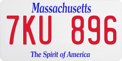 MA license plate 7KU896