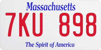 MA license plate 7KU898