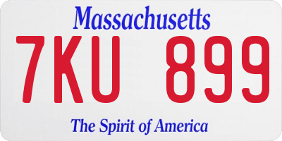 MA license plate 7KU899