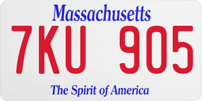 MA license plate 7KU905