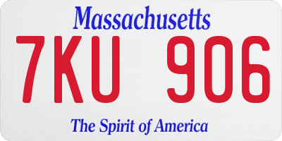 MA license plate 7KU906