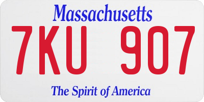 MA license plate 7KU907