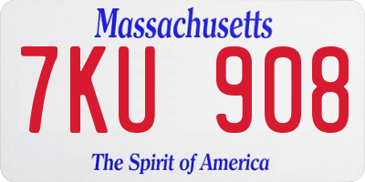MA license plate 7KU908