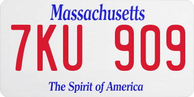 MA license plate 7KU909