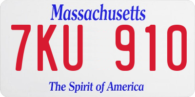MA license plate 7KU910