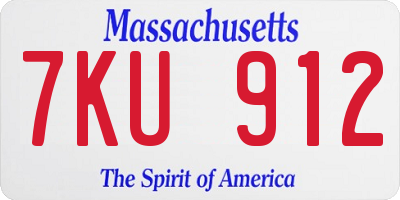 MA license plate 7KU912