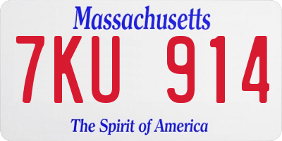 MA license plate 7KU914