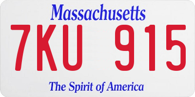 MA license plate 7KU915