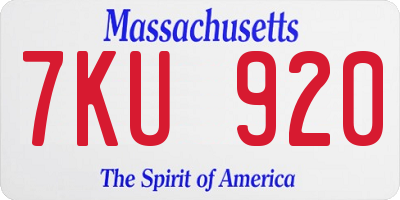 MA license plate 7KU920