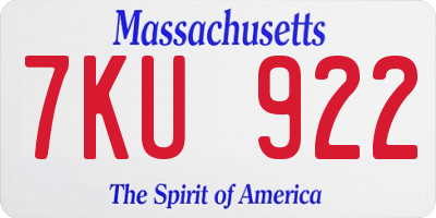 MA license plate 7KU922