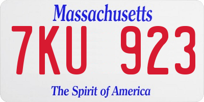 MA license plate 7KU923