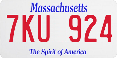MA license plate 7KU924