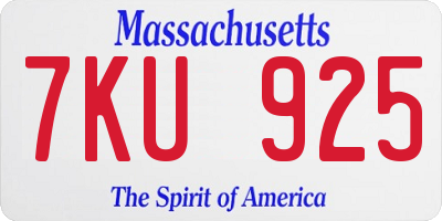 MA license plate 7KU925