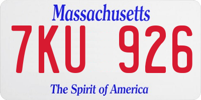 MA license plate 7KU926