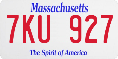 MA license plate 7KU927