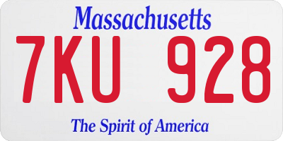 MA license plate 7KU928
