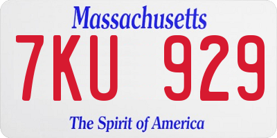 MA license plate 7KU929