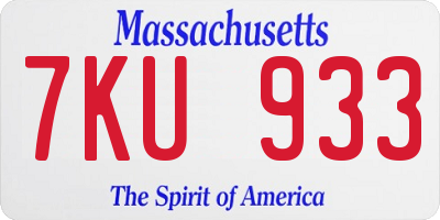 MA license plate 7KU933