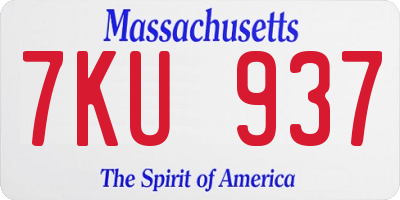 MA license plate 7KU937