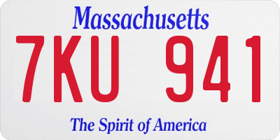 MA license plate 7KU941