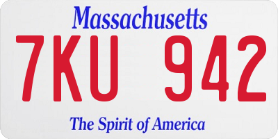 MA license plate 7KU942