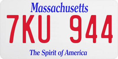 MA license plate 7KU944