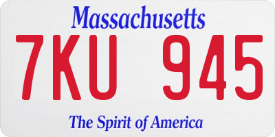 MA license plate 7KU945