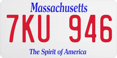 MA license plate 7KU946