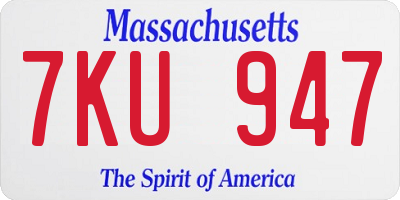 MA license plate 7KU947