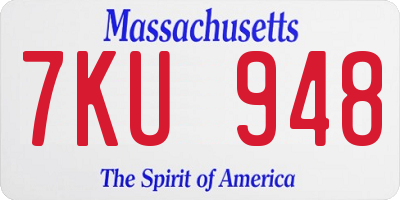 MA license plate 7KU948