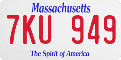 MA license plate 7KU949