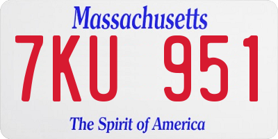 MA license plate 7KU951