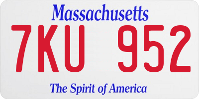 MA license plate 7KU952