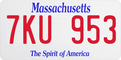 MA license plate 7KU953