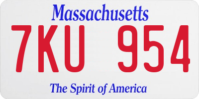 MA license plate 7KU954