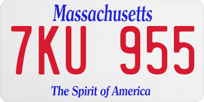 MA license plate 7KU955